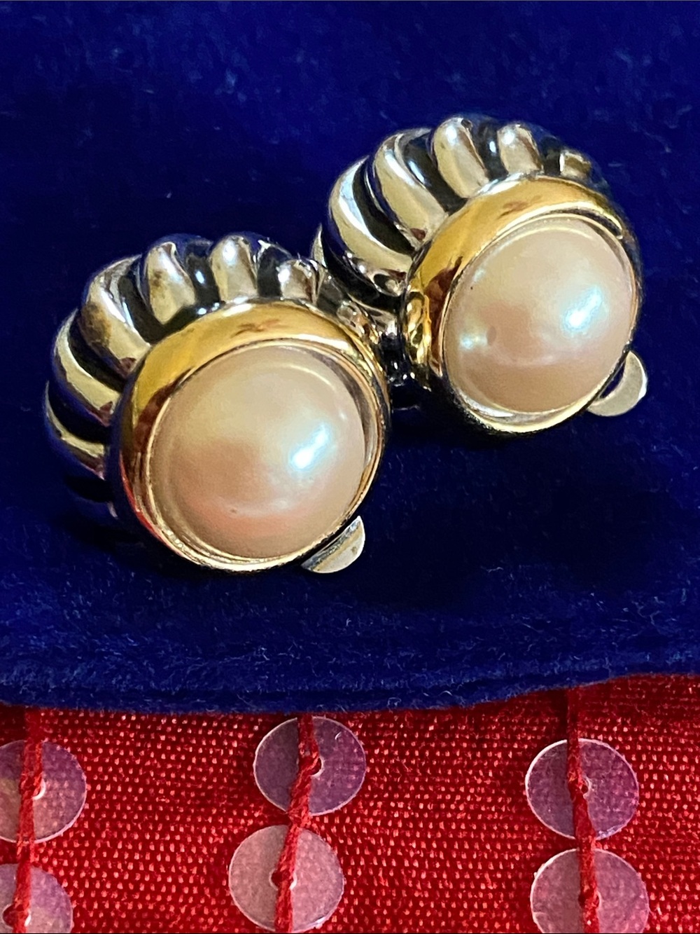 Erwin Pearl Stamped  Gold Silver Timeless Classic Stylish Pearl Clip Earrings